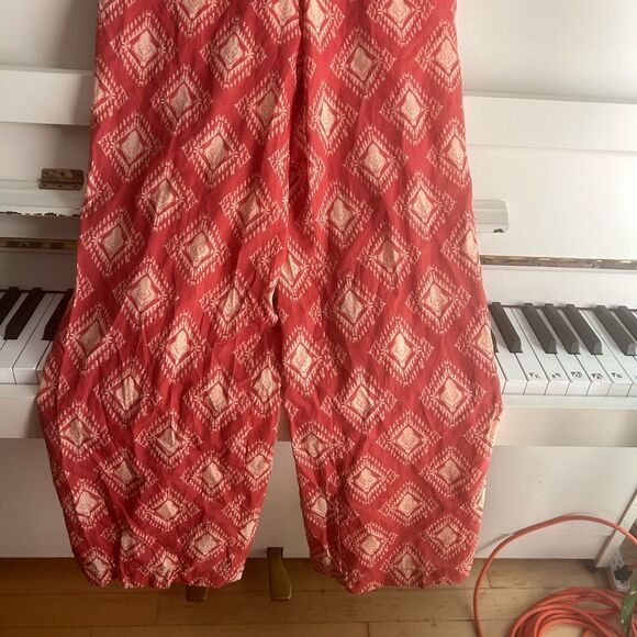 Zara Red Diamond Pattern Jumpsuit M - Picture 4 of 15